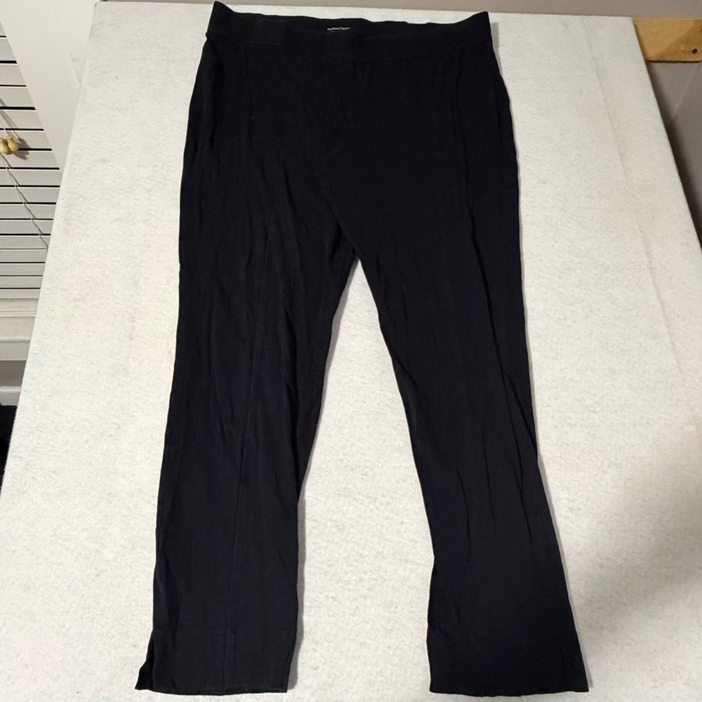 Eileen Fisher Black Organic Cotton Stretch Leggings Slim Straight Pants XL